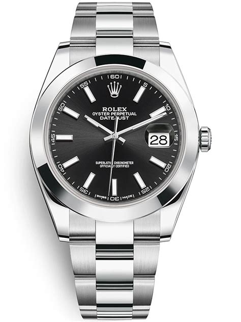 Rolex Datejust 41 Steel Black Index Dial Mens Watch 